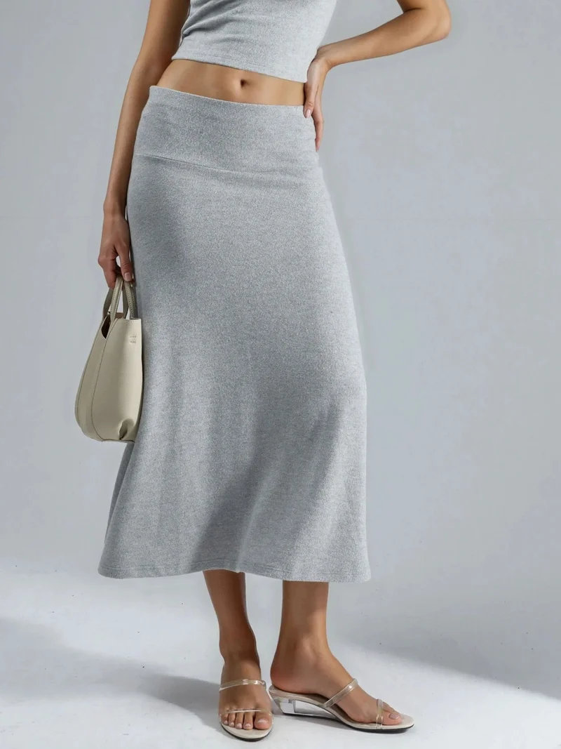 بوسيم BUSEM A-Line Textured Midi Skirt
